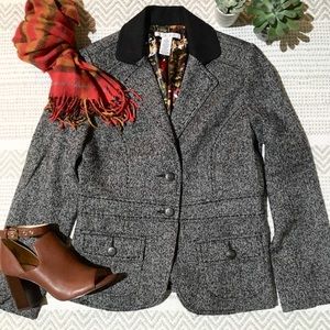 CAbi Equestrian Gray Tweed Wool Riding Jacket